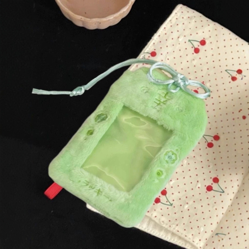 Плюшен държач за карти с мотив сакура — сладък калъф за карти от полиестер