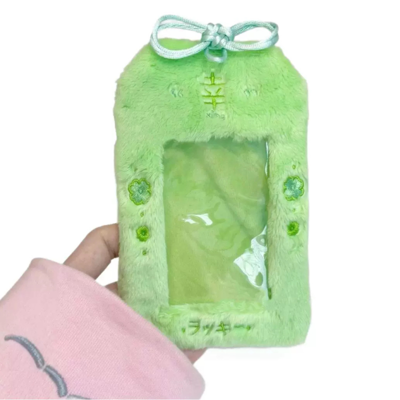 Плюшен държач за карти с мотив сакура — сладък калъф за карти от полиестер