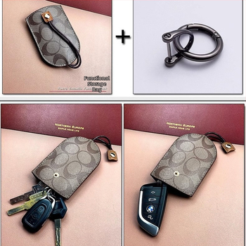 Torba za ključeve automobila – unisex, PU materijal, karirani uzorak, novčanik s jednim preklopom, anti-krađa i anti-rezanja, proljeće 2024