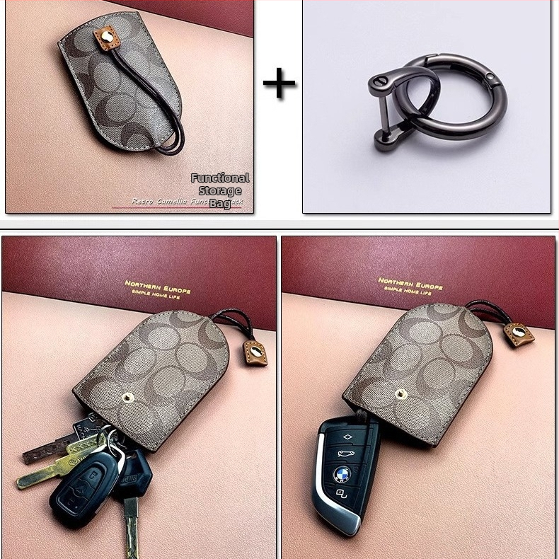 Torba za ključeve automobila – unisex, PU materijal, karirani uzorak, novčanik s jednim preklopom, anti-krađa i anti-rezanja, proljeće 2024