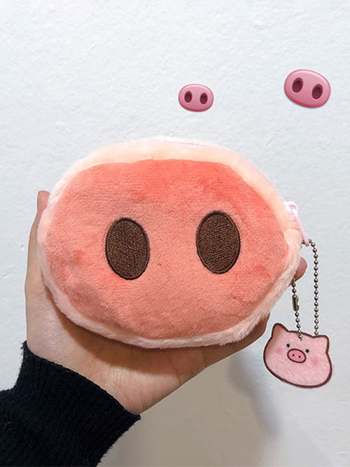 Portofel pluș pentru monede, model animal, stil urban simplu, 1 compartiment pliabil, primăvara 2024