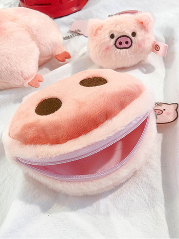 Portofel pluș pentru monede, model animal, stil urban simplu, 1 compartiment pliabil, primăvara 2024