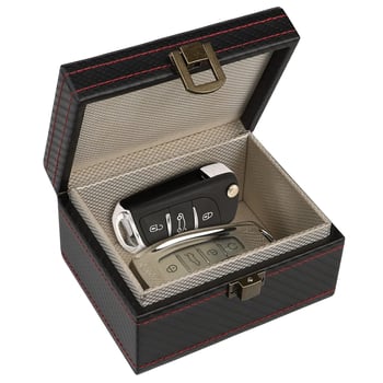 Geantă pentru chei din fibră de carbon cu protecție RFID, cusută, cu căptușeală nanoshielding