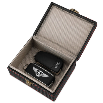 Geantă pentru chei din fibră de carbon cu protecție RFID, cusută, cu căptușeală nanoshielding