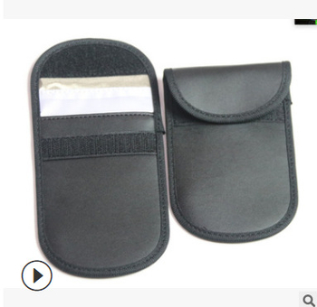 husa pentru cheie auto – piele PU, protectie RFID si EMI dubla, inchidere Velcro, forma rotunda, model f0001