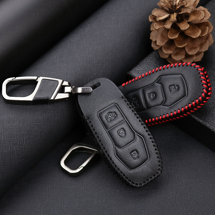 Δερμάτινη θήκη κλειδιού Ford για Mondeo, Focus, Kuga και Edge – φυσικό δέρμα, απλός σχεδιασμός, VSLIH