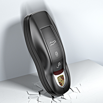 Θήκη κλειδιού Porsche, κράμα αλουμινίου, δερμάτινο λουράκι, υψηλής ποιότητας στυλ, συμβατή με Cayenne, 911 και Panamera, δυνατότητα εξατομίκευσης