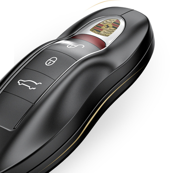 Θήκη κλειδιού Porsche, κράμα αλουμινίου, δερμάτινο λουράκι, υψηλής ποιότητας στυλ, συμβατή με Cayenne, 911 και Panamera, δυνατότητα εξατομίκευσης
