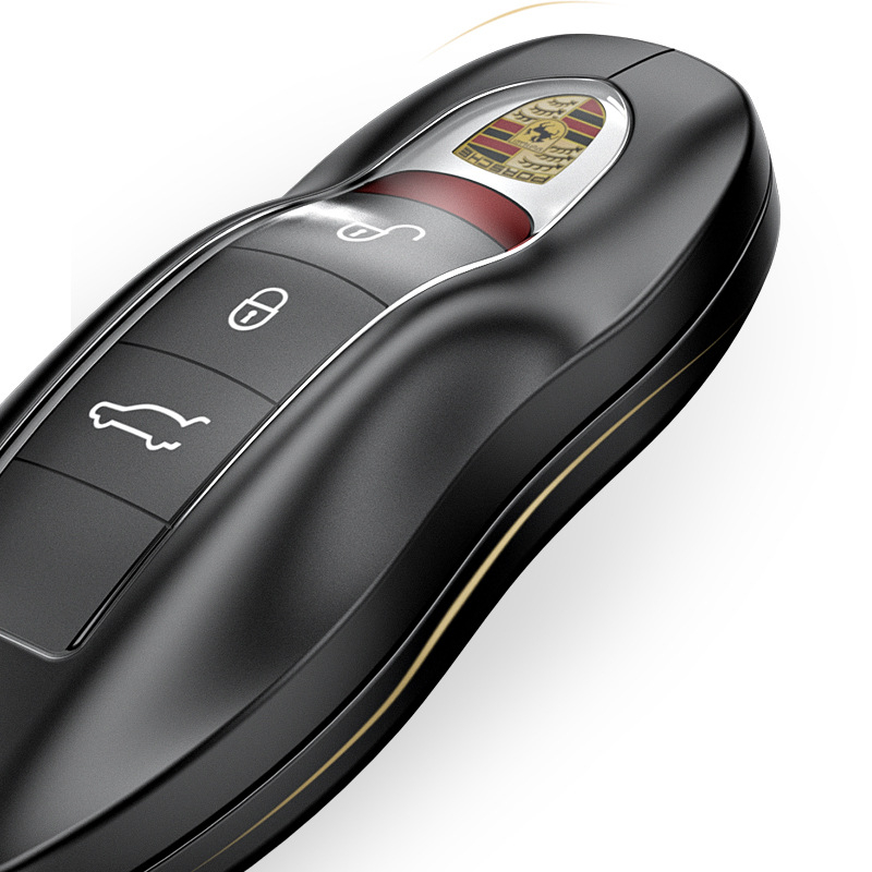 Θήκη κλειδιού Porsche, κράμα αλουμινίου, δερμάτινο λουράκι, υψηλής ποιότητας στυλ, συμβατή με Cayenne, 911 και Panamera, δυνατότητα εξατομίκευσης