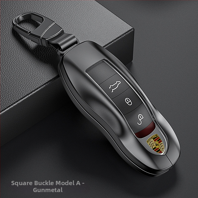Θήκη κλειδιού Porsche, κράμα αλουμινίου, δερμάτινο λουράκι, υψηλής ποιότητας στυλ, συμβατή με Cayenne, 911 και Panamera, δυνατότητα εξατομίκευσης