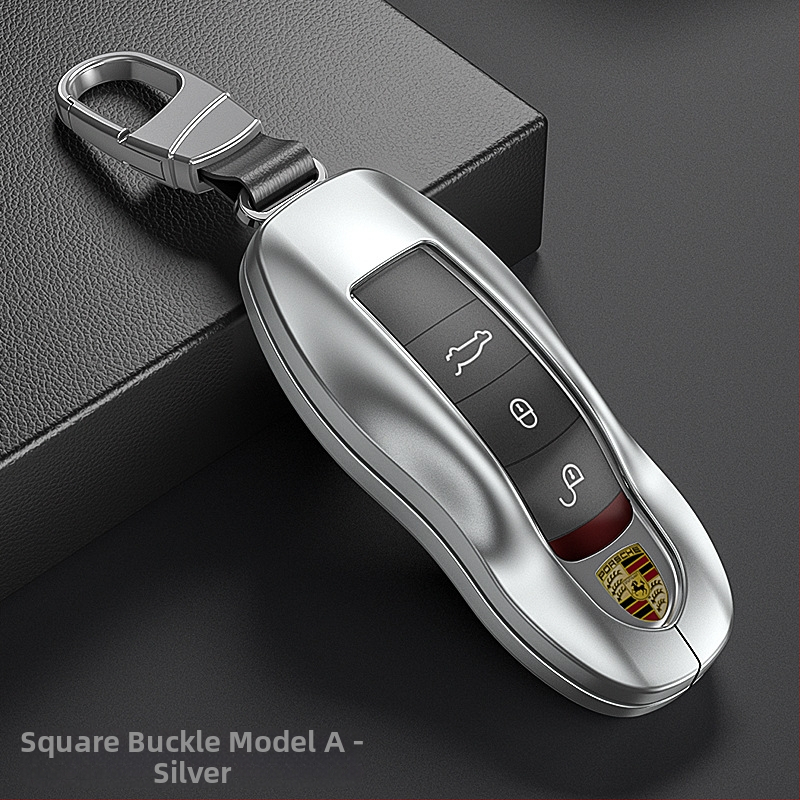 Θήκη κλειδιού Porsche, κράμα αλουμινίου, δερμάτινο λουράκι, υψηλής ποιότητας στυλ, συμβατή με Cayenne, 911 και Panamera, δυνατότητα εξατομίκευσης