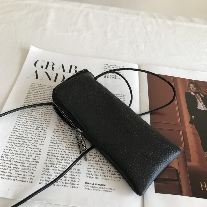 Geantă pentru ochelari cu design de purtare la gât, unisex, PU, căptușeală din bumbac, stil urban