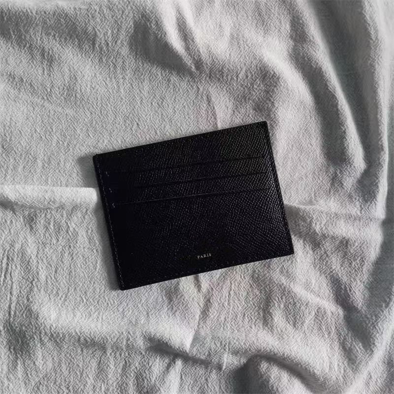 PYC Suport de carduri din piele naturală, unisex, piele de primă calitate, cusătură la patru colțuri, portofel cu 1 pli