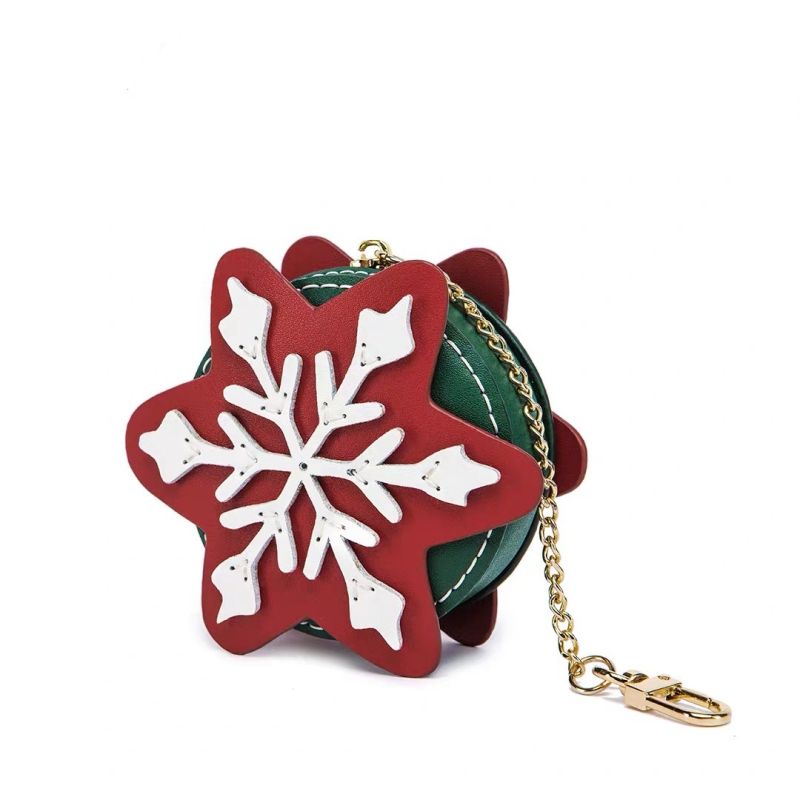 Novčanik za kovance od PU kože, okruglog oblika, zatvaranje na čip, pejzažni uzorak, model Snowflake Coin Purse, unisex dizajn