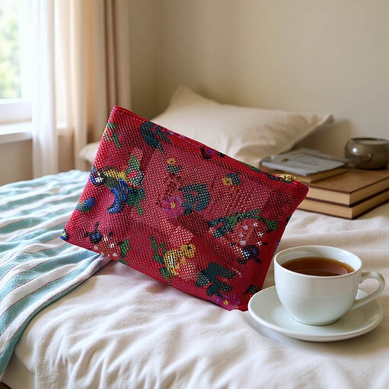 Geantă de machiaj și portofel pentru monede, model floral, poliester ușor, stil tineresc, unisex