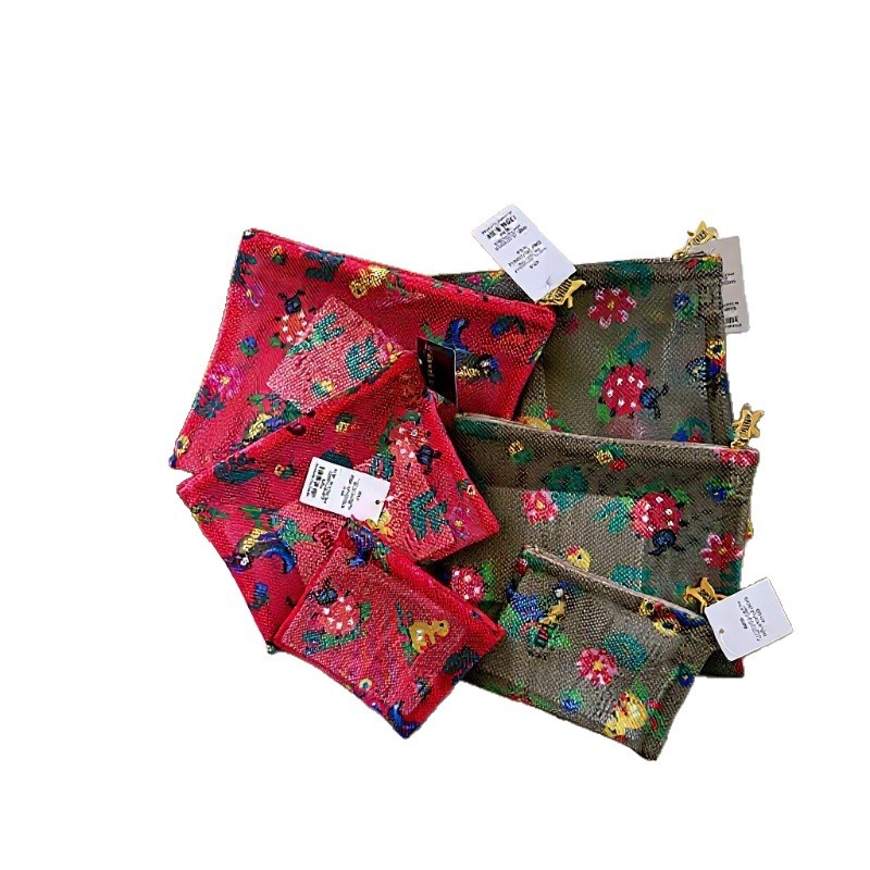 Geantă de machiaj și portofel pentru monede, model floral, poliester ușor, stil tineresc, unisex