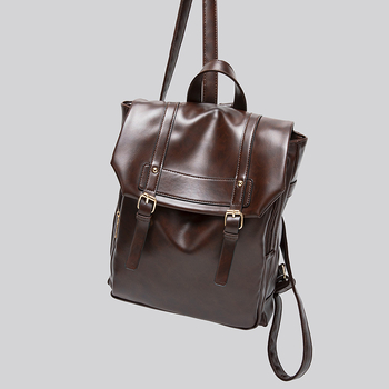 Rucsac CHARHP&KEJNT, Unisex, Stil universitar vintage, Material PU, Compatibil cu laptop de 8 inci, Capacitate sub 20L