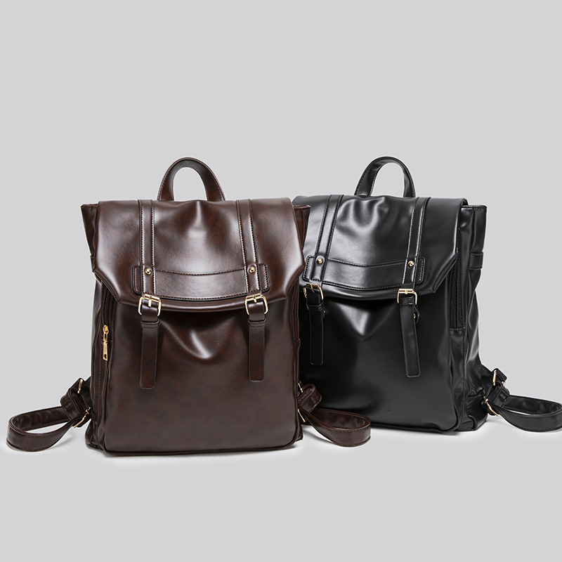 Rucsac CHARHP&KEJNT, Unisex, Stil universitar vintage, Material PU, Compatibil cu laptop de 8 inci, Capacitate sub 20L