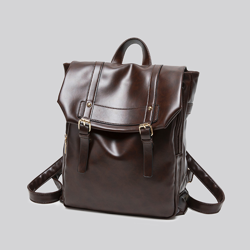 Rucsac CHARHP&KEJNT, Unisex, Stil universitar vintage, Material PU, Compatibil cu laptop de 8 inci, Capacitate sub 20L