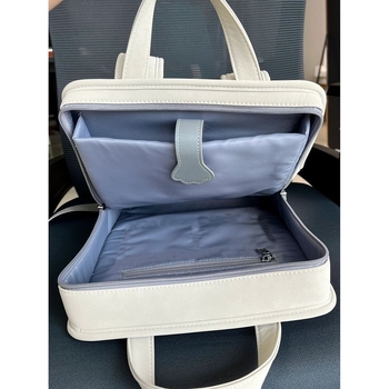 Rucsac pentru laptop din bumbac, căptușeală PU, detalii din PVC, capacitate sub 20 L, potrivit pentru călătorii de afaceri