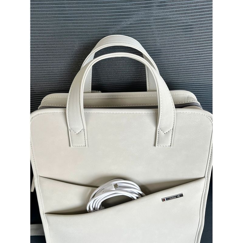 Rucsac pentru laptop din bumbac, căptușeală PU, detalii din PVC, capacitate sub 20 L, potrivit pentru călătorii de afaceri