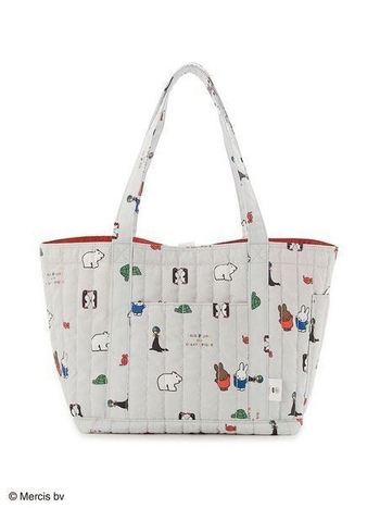 Tote torba s crtanim zajcem, quilted dizajn, velika zapremina, ženska torba za ramena, gradski stil, horizontalni kvadratni oblik, zatvaranje šnonom