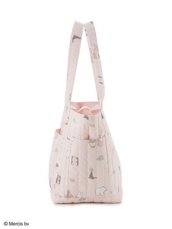 Tote torba s crtanim zajcem, quilted dizajn, velika zapremina, ženska torba za ramena, gradski stil, horizontalni kvadratni oblik, zatvaranje šnonom