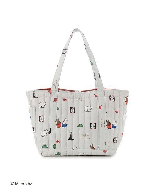 Tote torba s crtanim zajcem, quilted dizajn, velika zapremina, ženska torba za ramena, gradski stil, horizontalni kvadratni oblik, zatvaranje šnonom