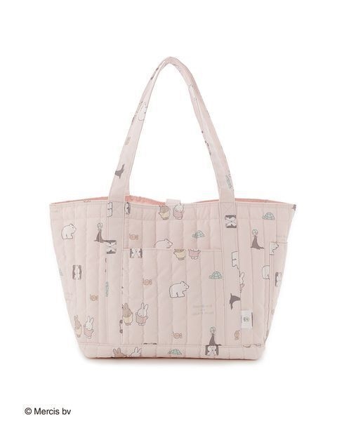 Tote torba s crtanim zajcem, quilted dizajn, velika zapremina, ženska torba za ramena, gradski stil, horizontalni kvadratni oblik, zatvaranje šnonom