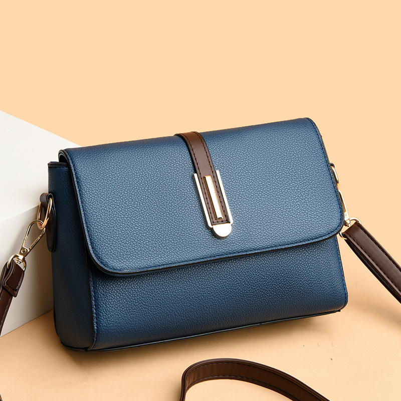 Ženska kvadratna crossbody torba — PU koža, mekana tekstura, zatvarač, poliester podstava, jedna naramenica
