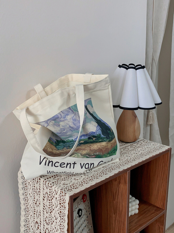 Ženska platnena Tote torba s otiskom Van Gogha, velika kapaciteta, lagana