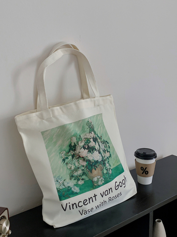 Ženska platnena Tote torba s otiskom Van Gogha, velika kapaciteta, lagana