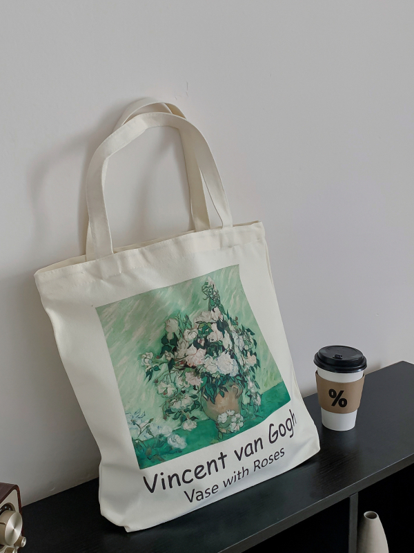 Ženska platnena Tote torba s otiskom Van Gogha, velika kapaciteta, lagana