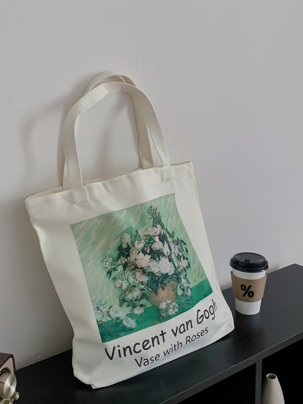 Ženska platnena Tote torba s otiskom Van Gogha, velika kapaciteta, lagana