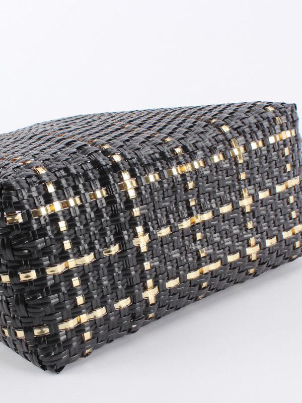Velika kapaciteta ručno pletene torbe za posao i putovanja – PVC, stil Urban Simplicity, pletena torba, oblik vertikalni kvadrat, otvoreno