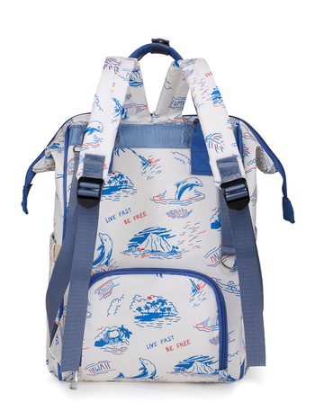 Višefunkcionalna torba za mamu, ruksak, velika kapaciteta, korejski stil s voćnim uzorkom, Oxford platno, podstava od poliestera, vodootporna, zakrivljeni rameni remeni