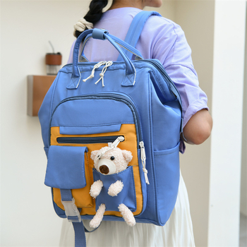 майчината чанта с много отделения, голям капацитет, Oxford плат, модел с животни, подплата полиестер, извитата презрамка