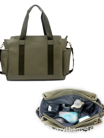 Τσάντα για πάνες από PU, με μόνωση για μπιμπερό, αδιάβροχη, διαχωρισμός στεγνού-υγρού, επένδυση πολυεστέρα