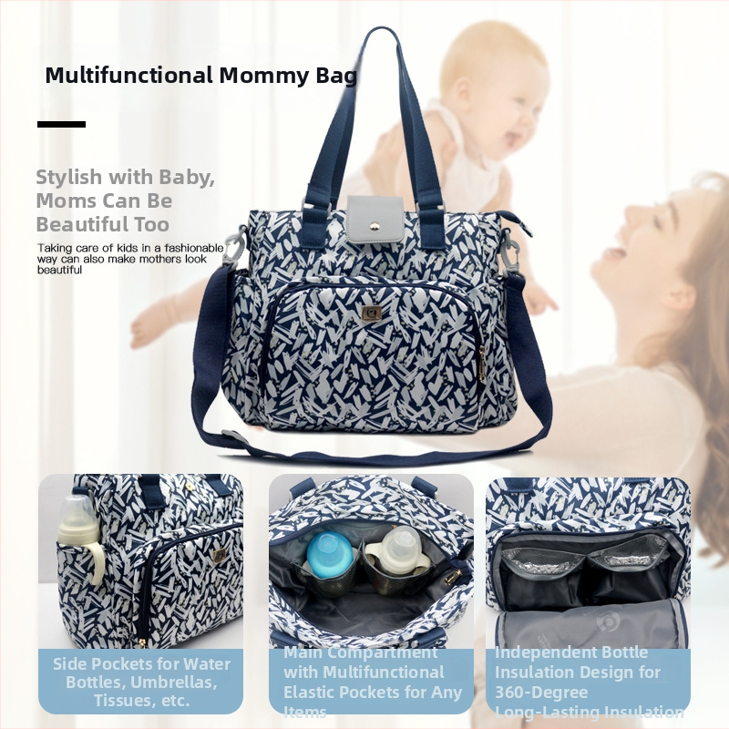 Τσάντα μαμάς με μεγάλη χωρητικότητα, διπλής χρήσης (χειραποστόλη ή χιαστί), ελαφρύ συνθετικό ύφασμα, αδιάβροχη, εργονομικό πάνελ στην πλάτη