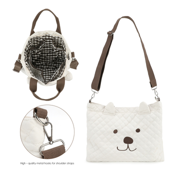 Τσαντα μαμάς για ταξίδι με μωρό – τσάντα ώμου τύπου crossbody, μοτίβο μικρού αρκουδιού, πολυεστέρας, ιμάντας αεροφόρου, επεκτειόμενη χωρητικότητα