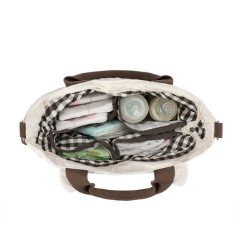 Τσαντα μαμάς για ταξίδι με μωρό – τσάντα ώμου τύπου crossbody, μοτίβο μικρού αρκουδιού, πολυεστέρας, ιμάντας αεροφόρου, επεκτειόμενη χωρητικότητα