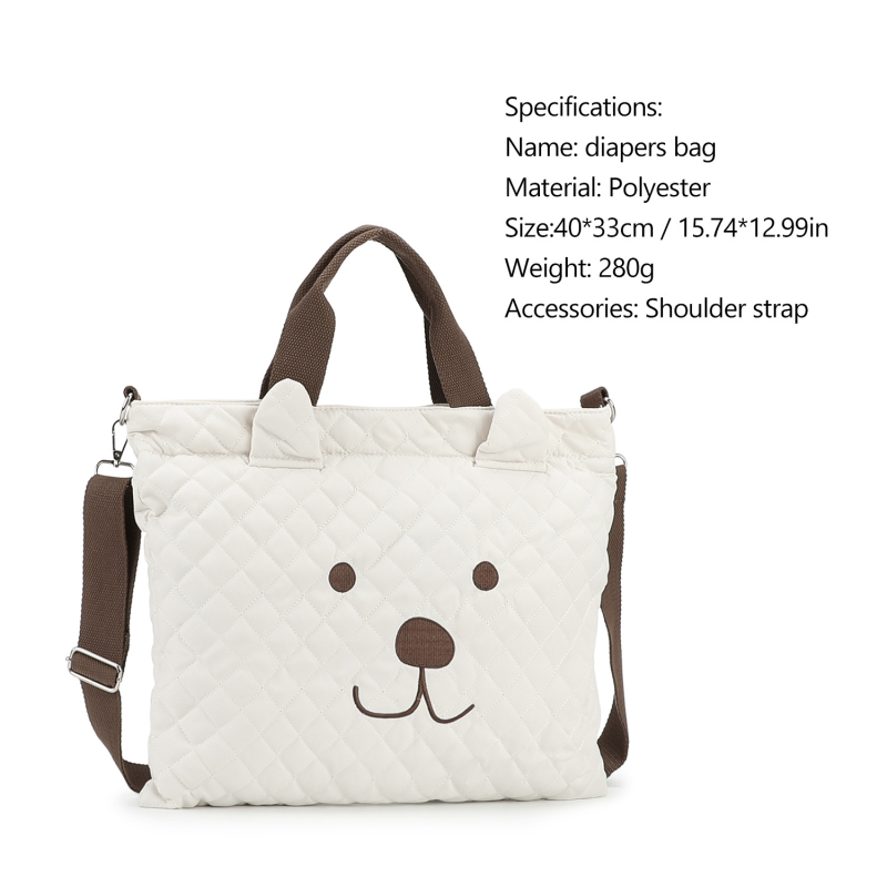 Τσαντα μαμάς για ταξίδι με μωρό – τσάντα ώμου τύπου crossbody, μοτίβο μικρού αρκουδιού, πολυεστέρας, ιμάντας αεροφόρου, επεκτειόμενη χωρητικότητα