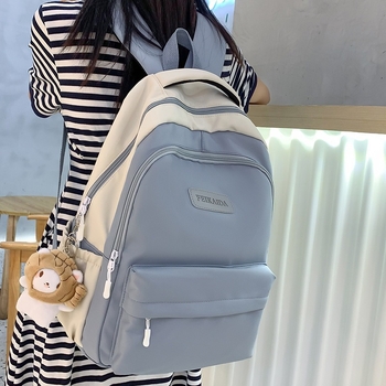 Mokyklinė kuprinė mergaitėms, nailonas, atspari dėvėjimui, miesto paprastas stilius, išlenkti pečių dirželiai, ruduo 2025.