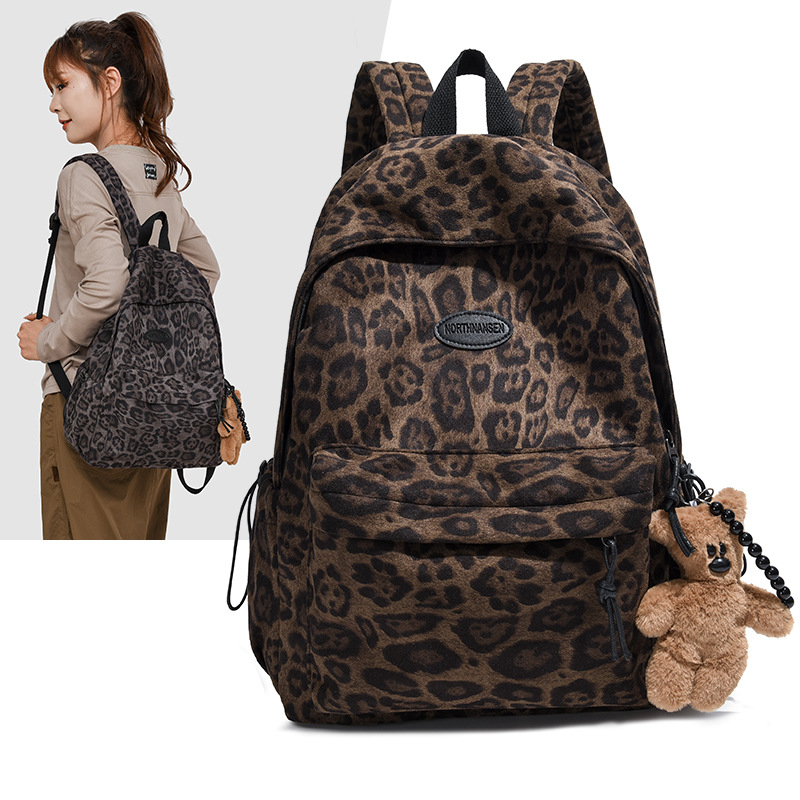 Ruksak za prijenosno računalo s leopardim uzorkom, velik kapacitet, za studente, unisex, korejskog stila