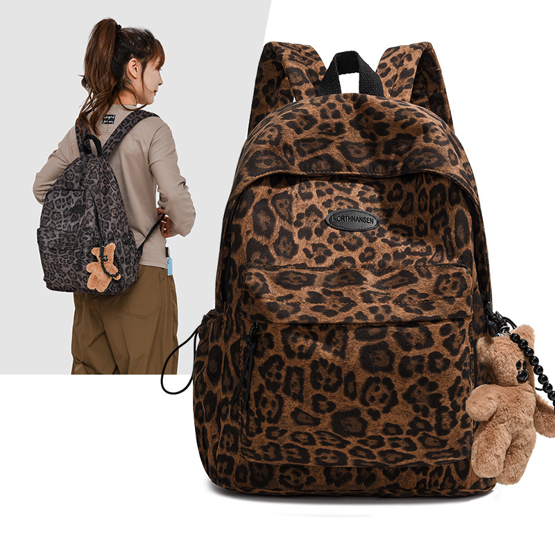 Ruksak za prijenosno računalo s leopardim uzorkom, velik kapacitet, za studente, unisex, korejskog stila