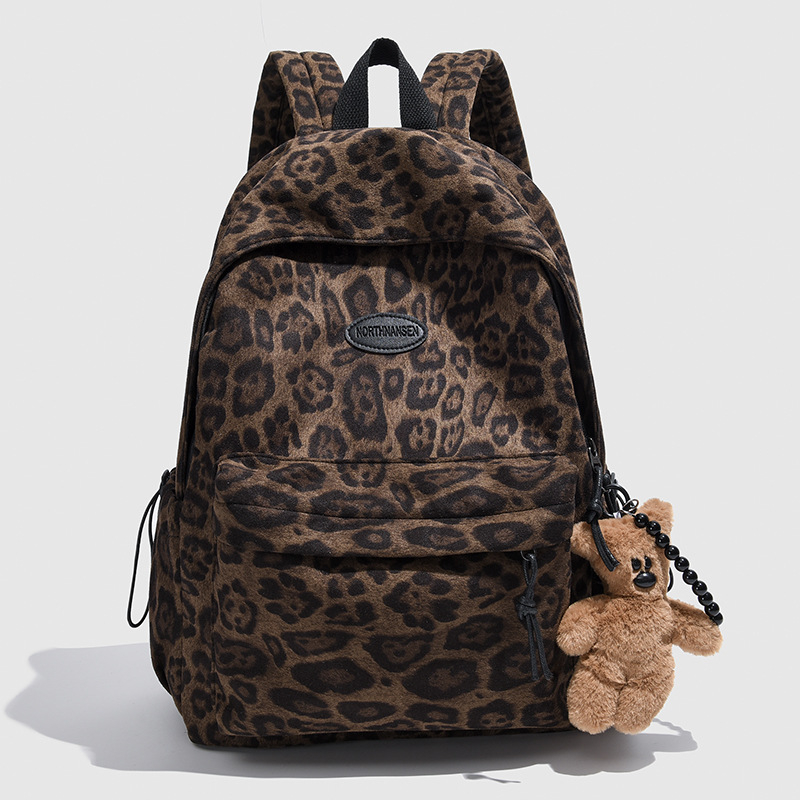 Ruksak za prijenosno računalo s leopardim uzorkom, velik kapacitet, za studente, unisex, korejskog stila