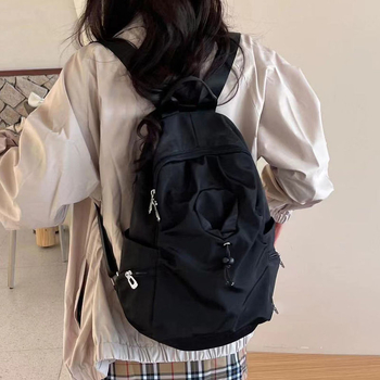 Školska torba za studente, originalni dizajn, jednostavan i svestran, ženski kampus stil ruksak (Materijal: najlon; Otvaranje: zatvarač; Unutarnji džep s zatvaračem; Otpornost na habanje)