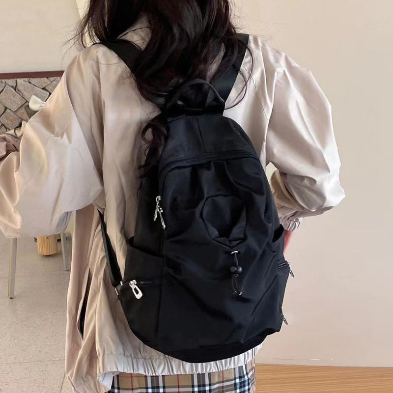 Školska torba za studente, originalni dizajn, jednostavan i svestran, ženski kampus stil ruksak (Materijal: najlon; Otvaranje: zatvarač; Unutarnji džep s zatvaračem; Otpornost na habanje)