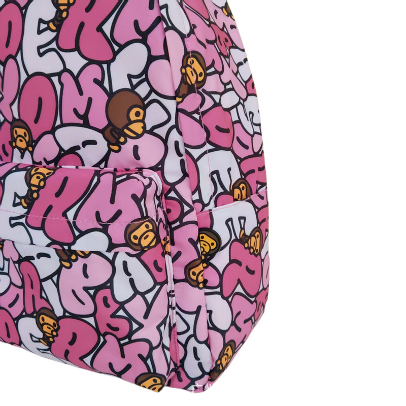 BAPE ruksak s crtanim majmunom i slovima, unisex, školski ruksak, svakodnevni modni stil
