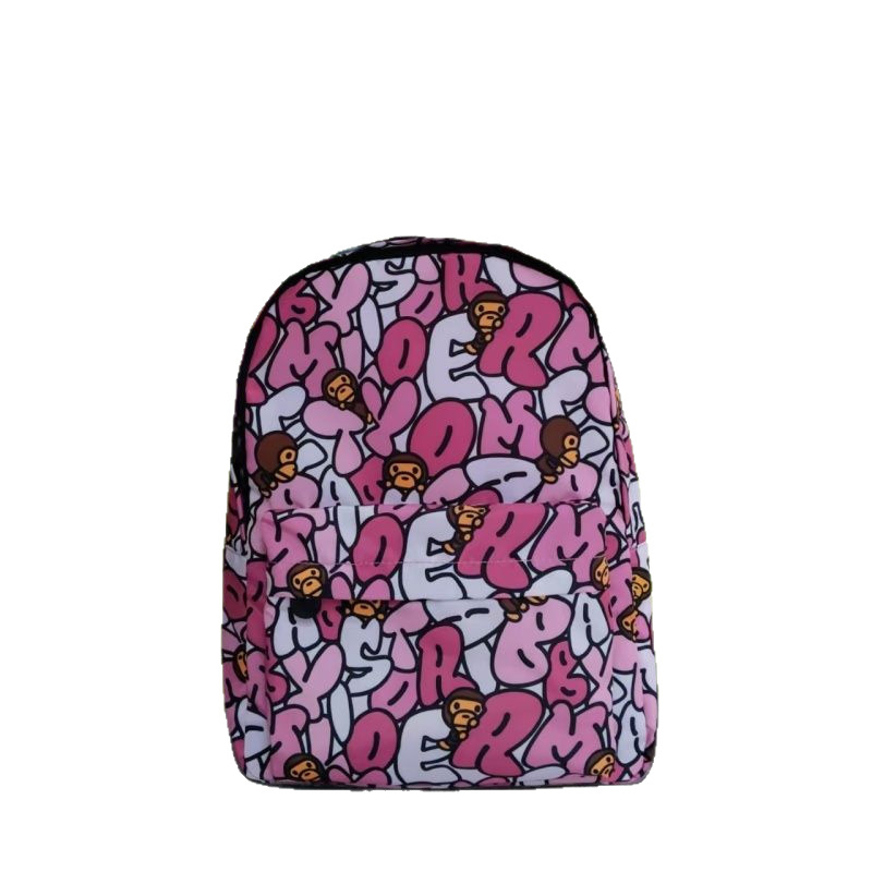 BAPE ruksak s crtanim majmunom i slovima, unisex, školski ruksak, svakodnevni modni stil